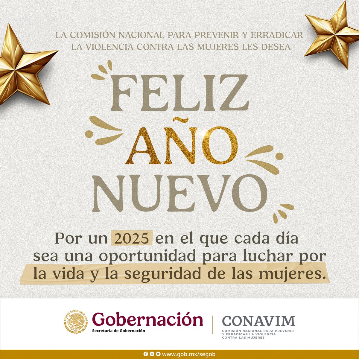 Desde la #CONAVIM les deseamos un Feliz Año Nuevo y un próspero 2025 para todas y todos.