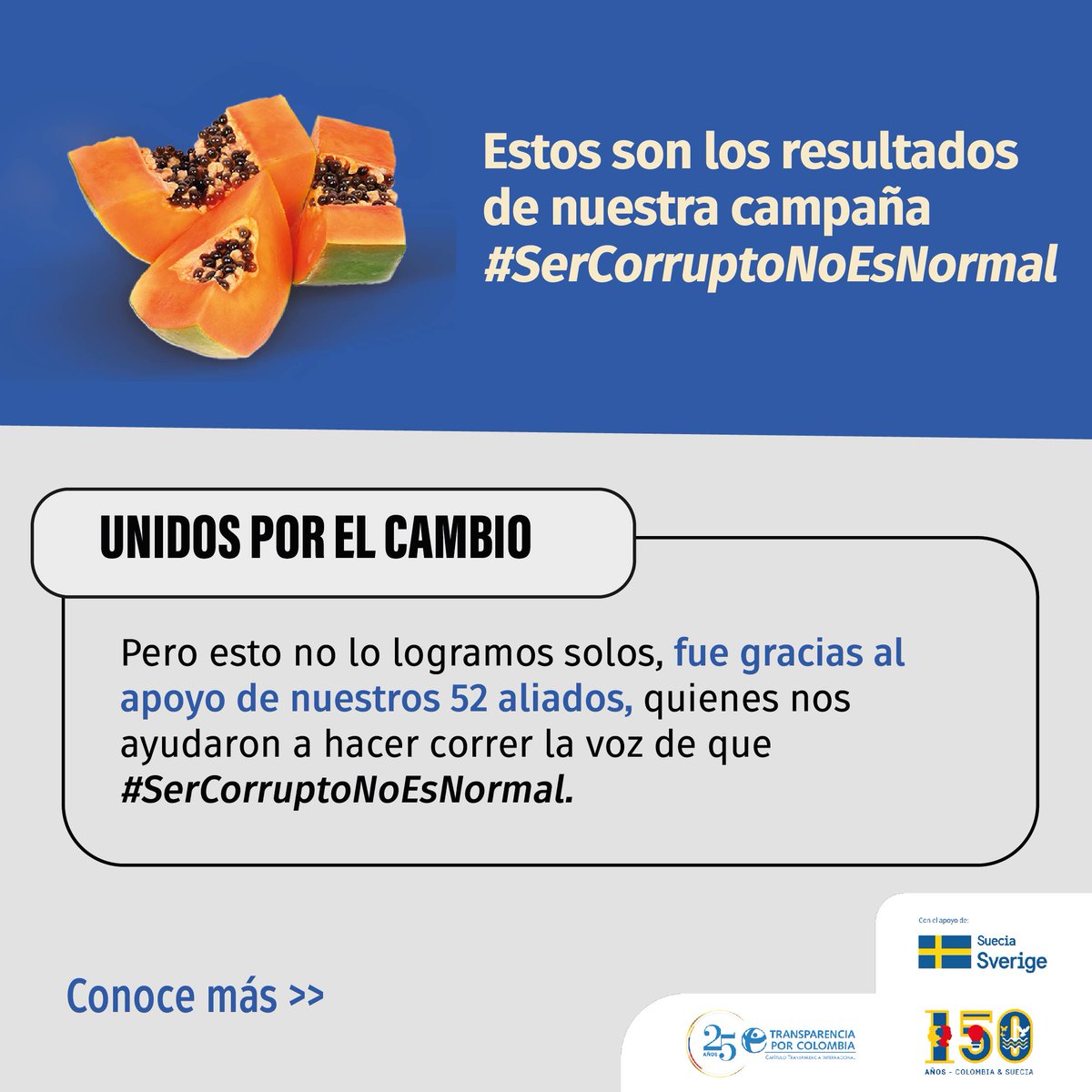 transparenciaco's tweet photo. ¡ #SerCorruptoNoEsNormal logró unir a diferentes sectores!
Conoce cómo el apoyo de nuestros 52 aliados contribuyó a marcar la diferencia y ampliar la voz de nuestra campaña.
Descubre más en: https://t.co/Pjt7FDMfkf https://t.co/7nFhWo9sFq