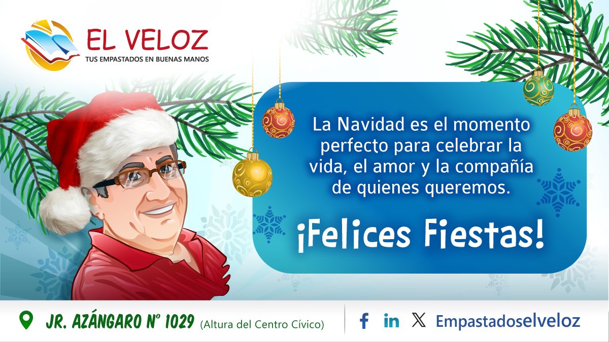 EmpElVeloz's tweet photo. 🎄🥂 ¡Brindemos por la magia de la Navidad, llena de paz, amor y momentos inolvidables! ¡Felices Fiestas! ✨

#FelizNavidad #FelicesFiestas #Empastados #Navidad #Contabilidad #Educación #cheers #ULIMA #SUNEDU #UNMSM #UCV #UNAC #UPC #USIL #LeCordonBleu #UPN #UNALM #PUCP #UP #SISE https://t.co/HLKvwJKVWm