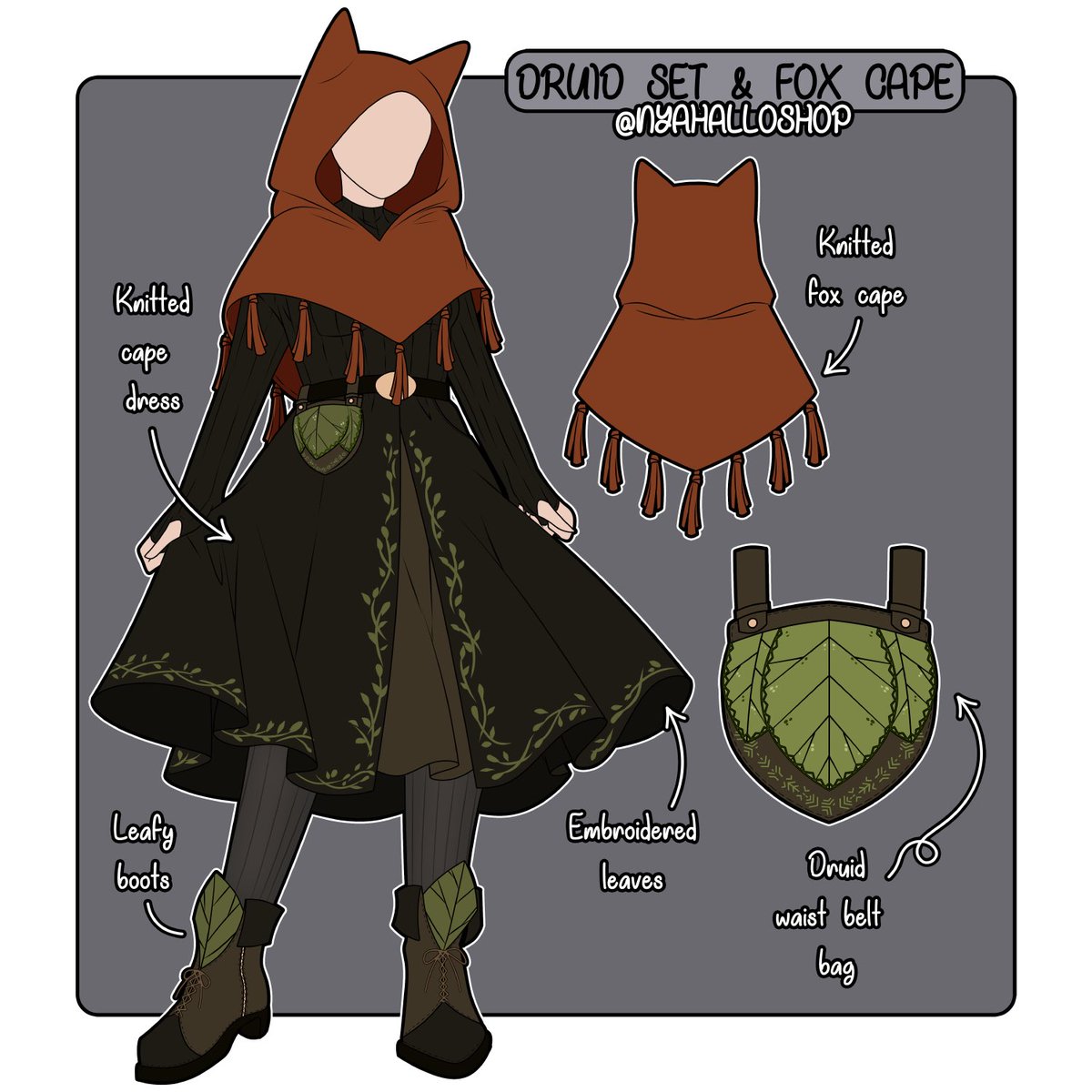 NyahalloShop's tweet photo. Druid set &amp; fox cape 🦊🌿 https://t.co/wFCdyoR3OJ