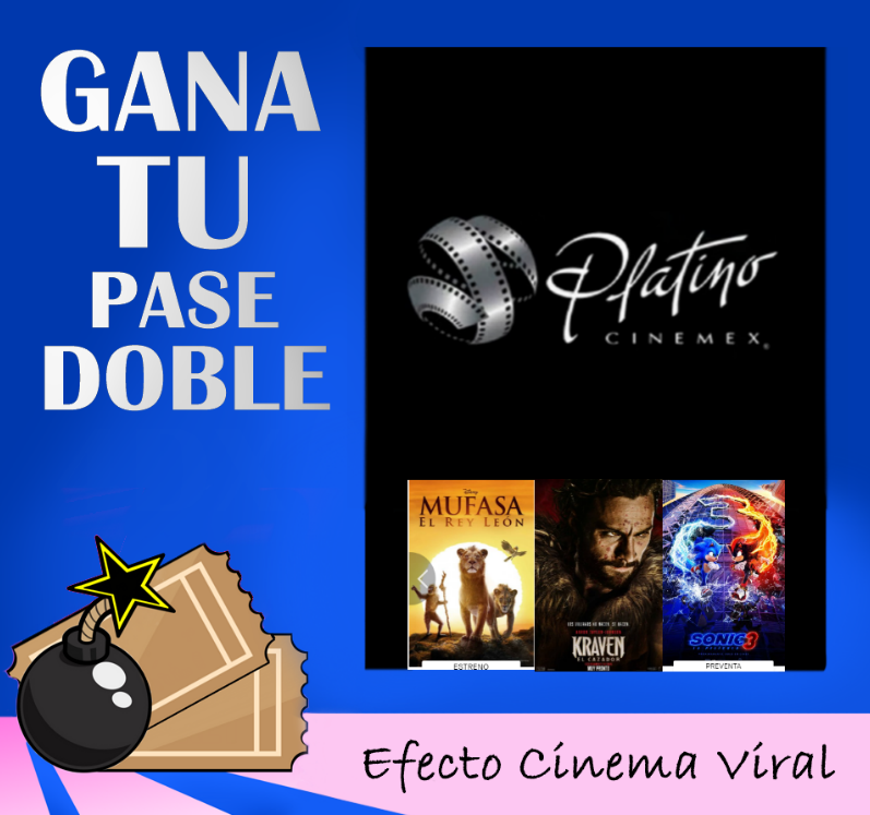 GiLTuner's tweet photo. Te regalamos tu pase doble Cinemex Platino para que vayas a ver la película que quieras.
Dar ❤️🔁 y etiqueta a un amigo para participar y menciona que película verías.
También puedes participar en las redes de #EfectoCinemaViral, en total habrá 2 ganadores con pase doble c/u. https://t.co/dTKqJkNgHg