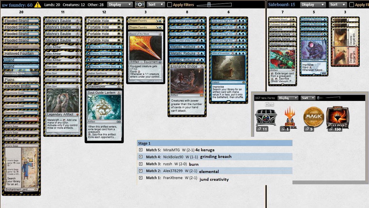First 5-0 ever, first try on uw thopter!
List is very sweet, it might need some adjustments, taking every feedbacks! #urza

<a href="/fireshoes/">Robert Taylor🔥</a> for some help on getting feedbacks😬