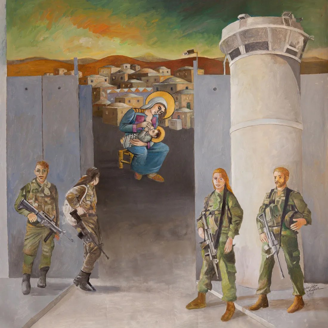 the way to bethlehem, (الطريق الى بيت لحم) by palestinian artist sliman mansour, 2021