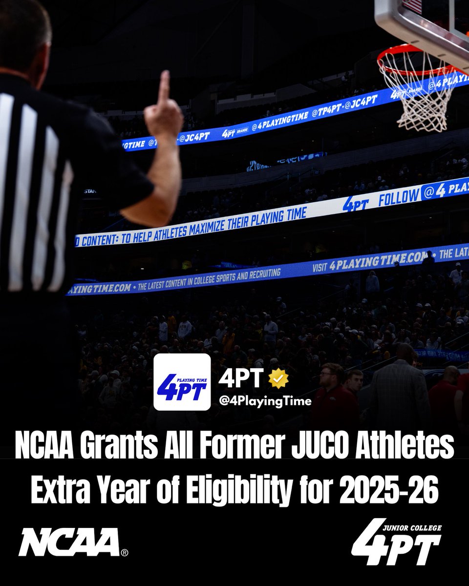 Breaking News: The NCAA D1 Board has granted a waiver giving JUCO athletes an extra year of eligibility in 2025-26 if they would have exhausted their eligibility in 2024-25, provided they meet all requirements. 

This decision extends opportunities for hundreds of JUCO players