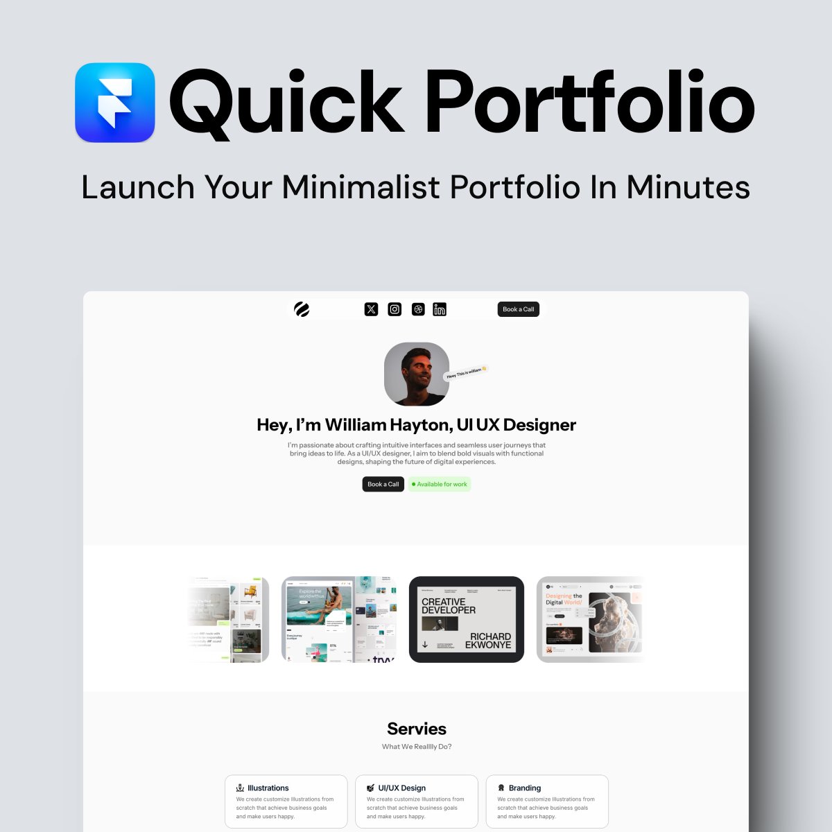 PrimeUico's tweet image. 🔥 Just Launched: A Stunning @framer Portfolio Template for FREE!
It’s sleek, modern, and customizable, perfect for developers and creatives. Normally, it's $19, but you can grab it for $0 this week only! 🚨
Here’s how to claim it:
1️⃣ Follow me
2️⃣ Like & RT
3️⃣ Comment ‘FREE’