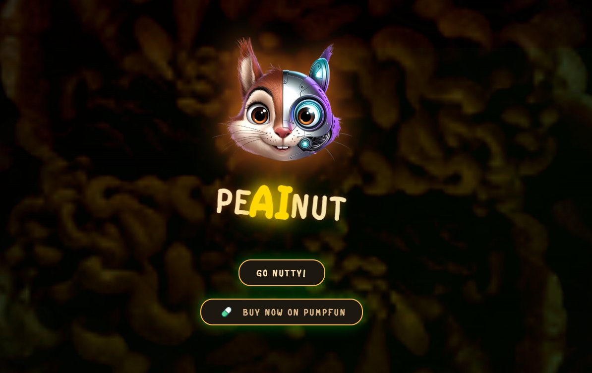 Peainutsol's tweet photo. 🔥 #PeAInut is here, and ready to take over! 🌰

$AINUT Website is live. 👉 https://t.co/mm73mJP1y8

The gang is hyped, the TG squirrels dropping knowledge, and the vibes are electric! 

CA: 3wSLJZZpj9BKArterwsrLPLYJKRDvoT2xzEFxU8Zpump

 #PumpFunLaunch #memecoins #sol #PNUT https://t.co/yi5IU3u8rf