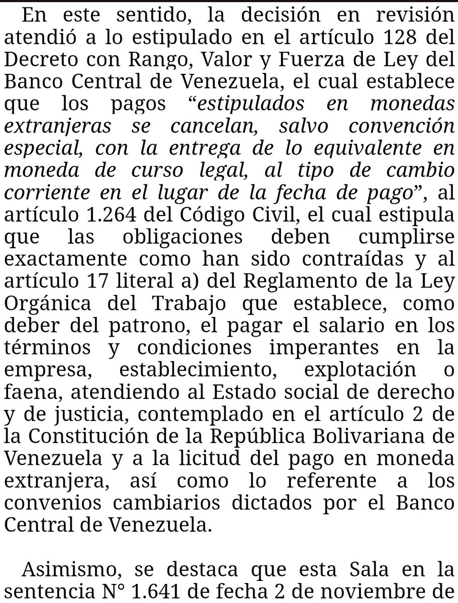 WilsonGomezGB's tweet photo. Sentencia N° 1206 del 04/12/2024 Sala Constitucional @TSJ_Venezuela Es lícito pactar obligaciones pecuniarias en moneda extranjera. No existe prohibición de efectuar pactos en moneda extranjera. Art. 128 Ley BCV.
https://t.co/0wjmsXafXE https://t.co/3iUdl1UIMq