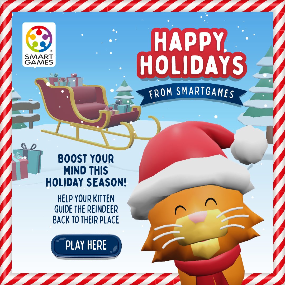 Thank you for being a part of the SMART family this year! We are truly grateful for your ongoing support.

Here is a special festive edition of our online game Dream Kitten for you to enjoy! 
smartgames.eu/xmas24/

Happy Christmas, from our family to yours🎄🧚‍♀️

#smartgames