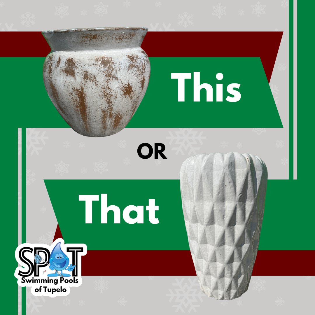 PoolsofTupelo's tweet image. Winter vibes are here, and it’s time to cozy up your space with some fun pottery decor! Which style speaks to you? Comment below with your pick!

poolsoftupelo.com

#poolsoftupelo #pottery #winter #thisorthat #this #that
