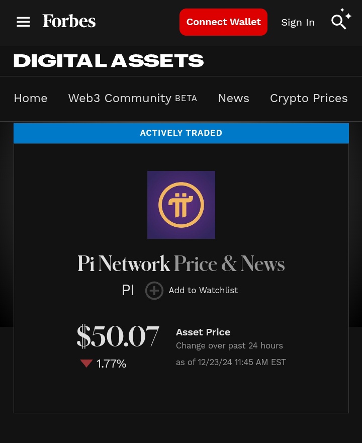 basileuspi's tweet image. Pioneers, stay informed on the latest Pi coin valuation update, based on Forbes, a trustworthy source of information. Forbes reports that the Pi coin&apos;s current valuation is $50.07 Keep mining!

#forbes #pivalue #pinetwork #pi