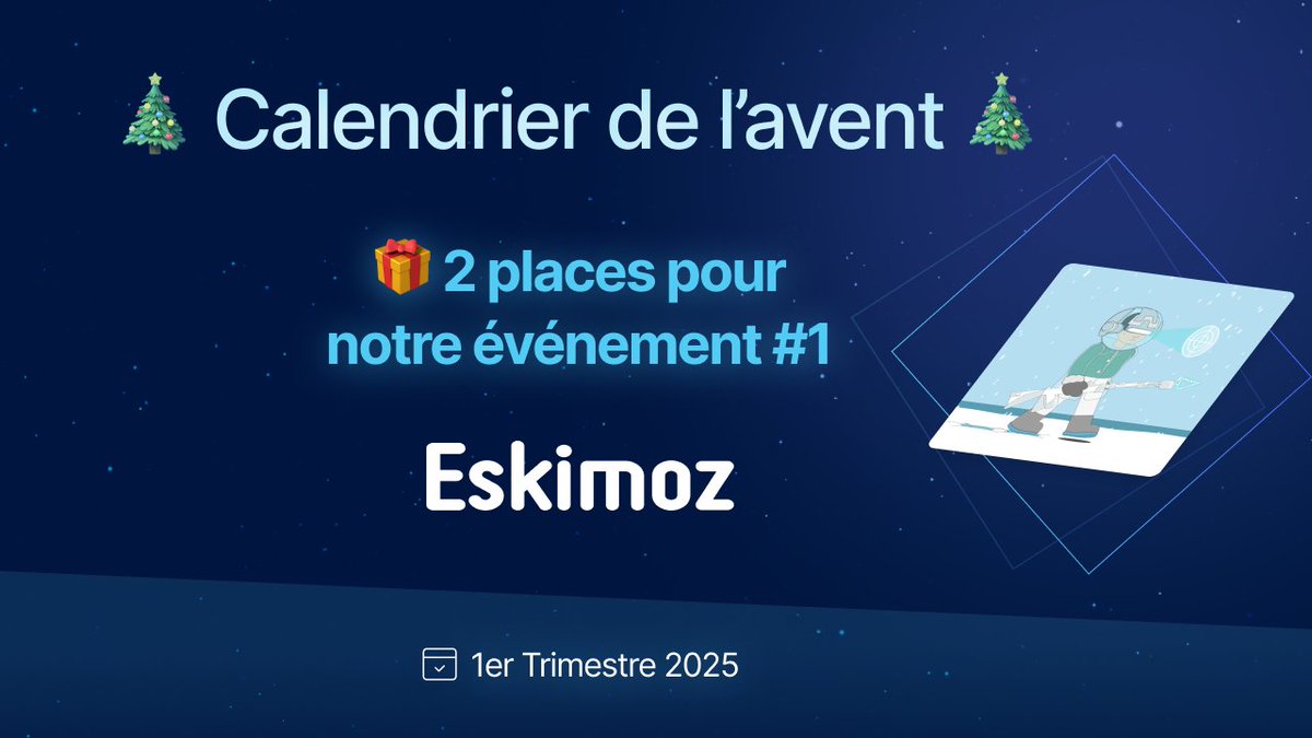 🎁 GIVEAWAY NOËL : EVENT ESKIMOZ 🎁

🎟 2 places pour l’événement le plus glacé de l’année 🥶🇫🇷

→ Les gagnants seront conviés à la première édition de l’événement Eskimoz Future.

Vous y rencontrerez l'équipe Eskimoz, des investisseurs, des projets d’exception, des