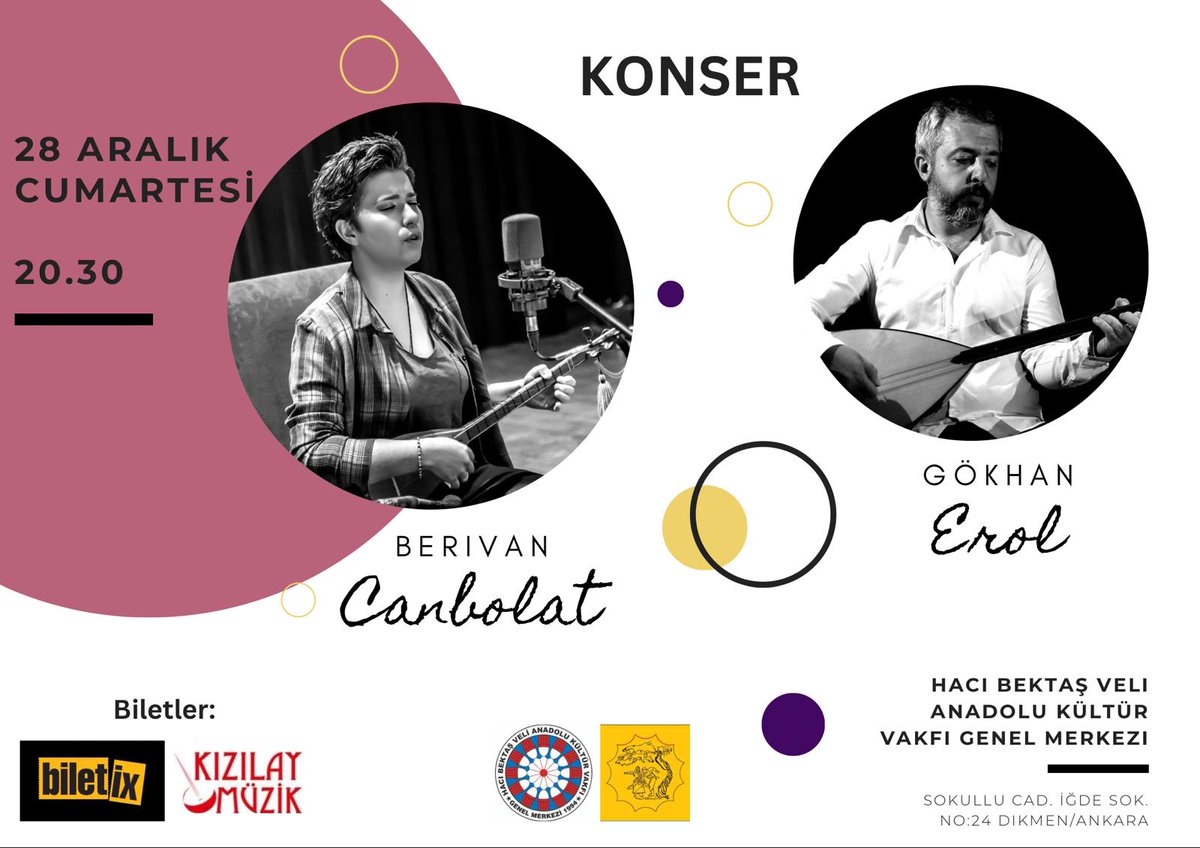 28 Aralık Cumartesi 20:30 <a href="/BerivanCanbolat/">Berivan Canbolat</a> <a href="/GkhanErol24/">Gökhan Erol</a>