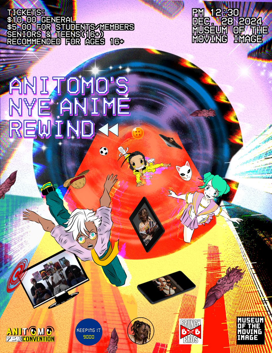 MovingImageNYC's tweet photo. Join us Dec. 28 for AniTOMO’s NYE Anime Rewind for a look back at the anime hits and sleepers of 2024, with live guests @KeepingIt9000, @Funsizedsmall, and @BrunchxBros, plus surprises and tons of giveaways!

Get your tickets now (only $5 and $10)! 
👉https://t.co/CbrPzbIe8T https://t.co/QDvpAOAmI8