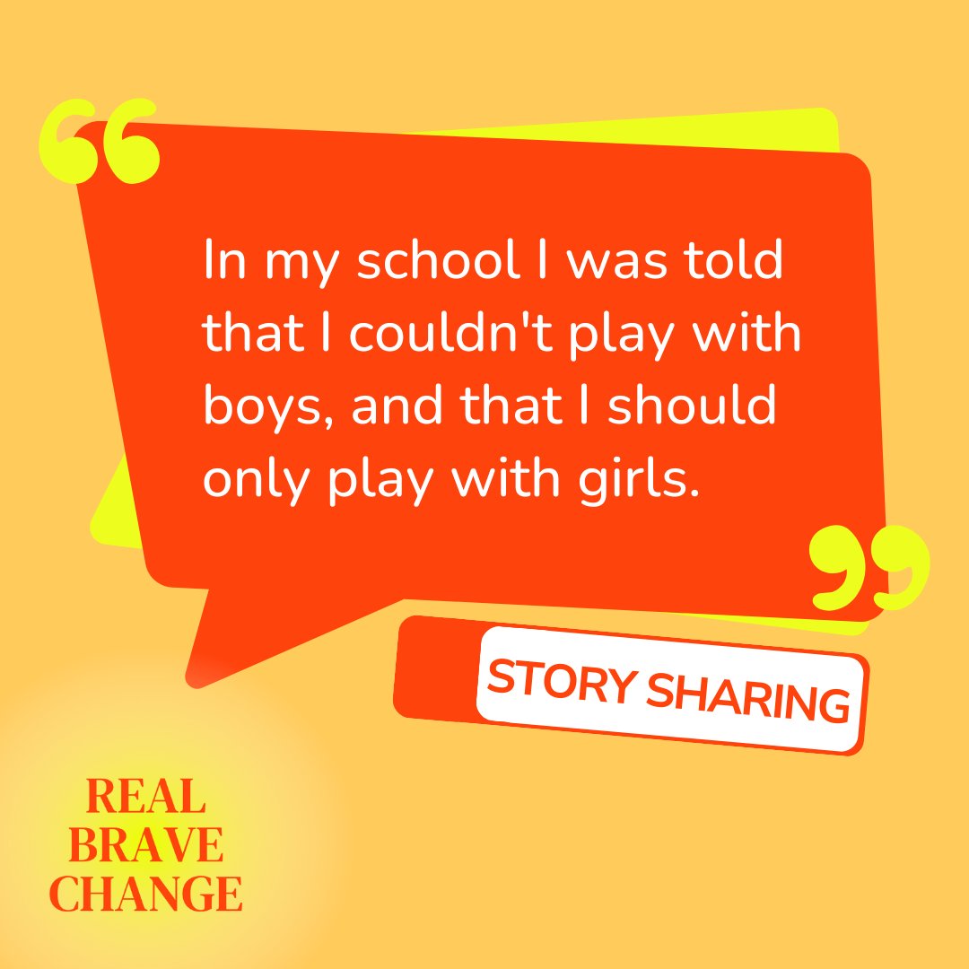 UNGEI's tweet photo. Being told who you can or can't play with based on gender reinforces harmful stereotypes. These rules limit friendships & restrict a child’s ability to explore & grow freely.
Share your stories & help break down these barriers with #RealBraveChange 🙌 https://t.co/K96DQR08fJ https://t.co/mOB4MFbY26
