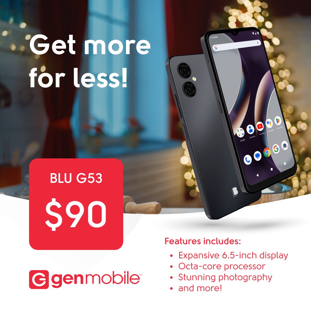 Stay connected this holiday season with the BLU G53! Affordable and packed with power for just $99—perfect for keeping in touch with loved ones. 🎄📱
#Affordable #Device #BLU #G53 #Value #Gift #Phone #Holiday #Features #Connect #GenMobile