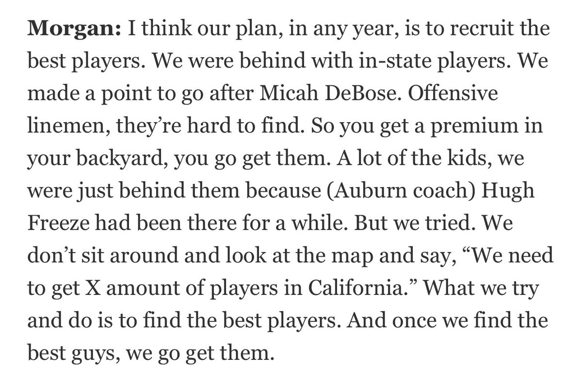 @On3Recruits <a href="/ChadSimmons_/">ChadSimmons</a> <a href="/SWiltfong_/">Steve Wiltfong</a> <a href="/CharlesPower/">Charles Power</a> <a href="/JHopkinsSD/">Justin Hopkins 🦆🏈</a> <a href="/mtorressports/">Max Torres</a> @AuburnLiveOn3 @JLeeAULive <a href="/ColePinkston/">Cole Pinkston</a> <a href="/alexgleitman/">Alex Gleitman</a> <a href="/mickdwalker/">Mick Walker</a> I mean it makes sense. Deboer will run the state in 2 years time. No Bama fan should be worried.