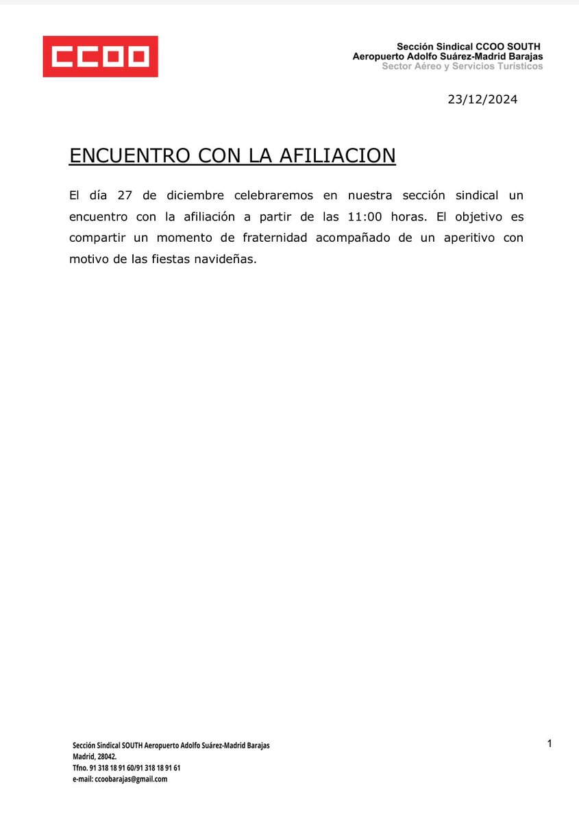 CCOO South Europe Ground Services Madrid-Barajas tweet media