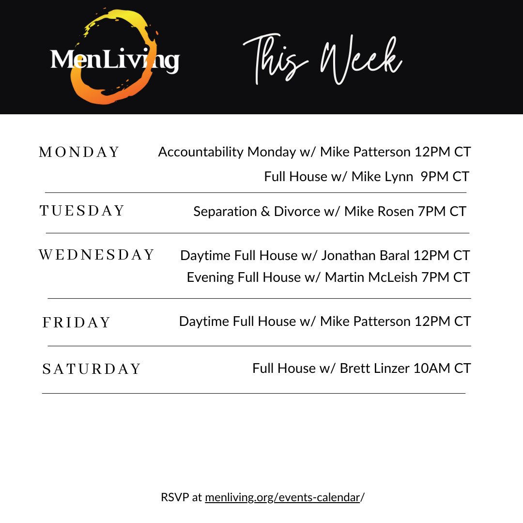 MenLiving312's tweet photo. Here's what is on our calendar this week, including ways to connect and receive support on Christmas Eve and Christmas Day!

RSVP and join us here - https://t.co/fKC2zHozOl https://t.co/TNxSCwEIvI