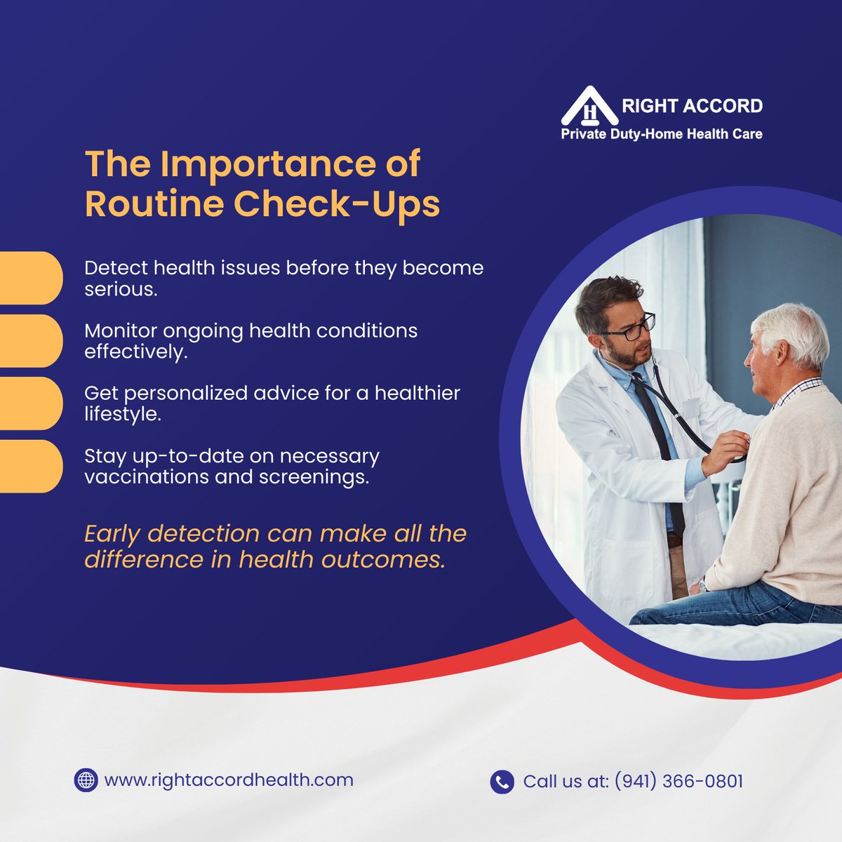RightAccord's tweet image. Routine check-ups are vital for seniors’ health, helping catch issues early and improve quality of life. Prioritize those visits! #RightAccord #SeniorHealth #RoutineCheckUps