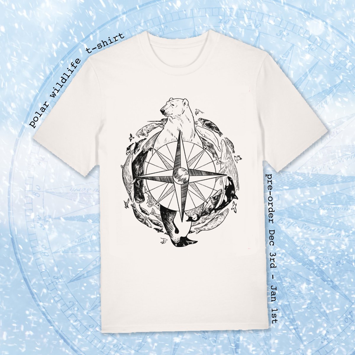 asterwild's tweet photo. hello! I've dropped off twitter lately but I wanted to make sure you all know about my new t-shirt design, featuring arctic &amp; antarctic marine wildlife, available for preorder through new year's ⤵️ https://t.co/jHdRoty0wK