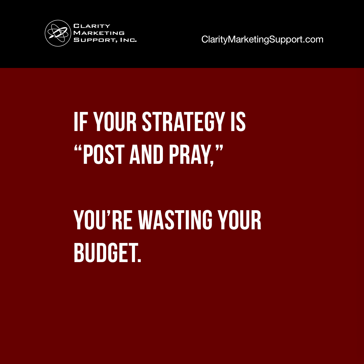 petemonfre's tweet image. If your strategy is &quot;post and pray,&quot; you’re wasting your budget. #MarketingStrategy #B2BSuccess #B2BMarketing