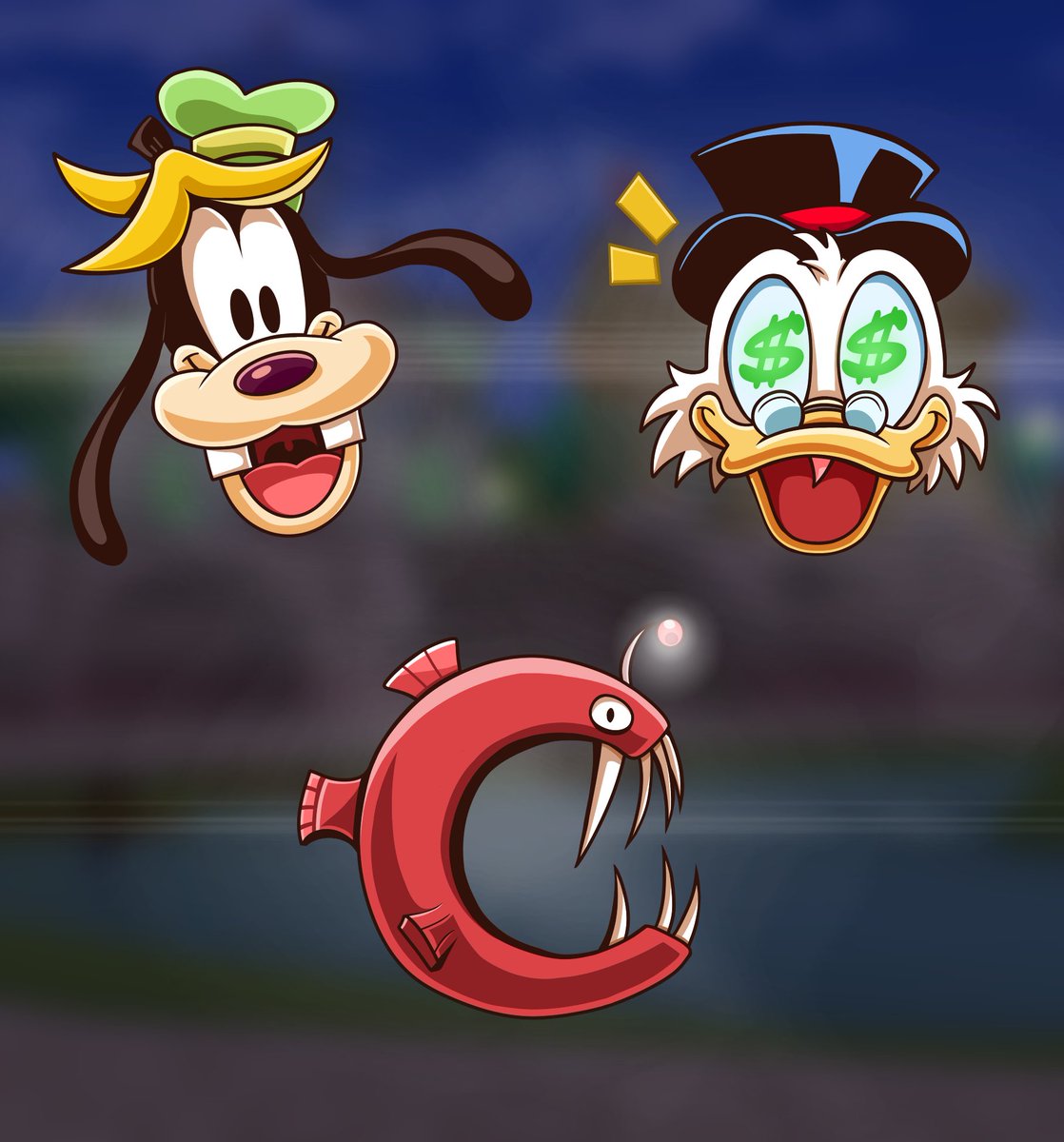 Some more Toontown emojis for ODS, this time being Goofy, Scrooge McDuck, and the C-Monster.