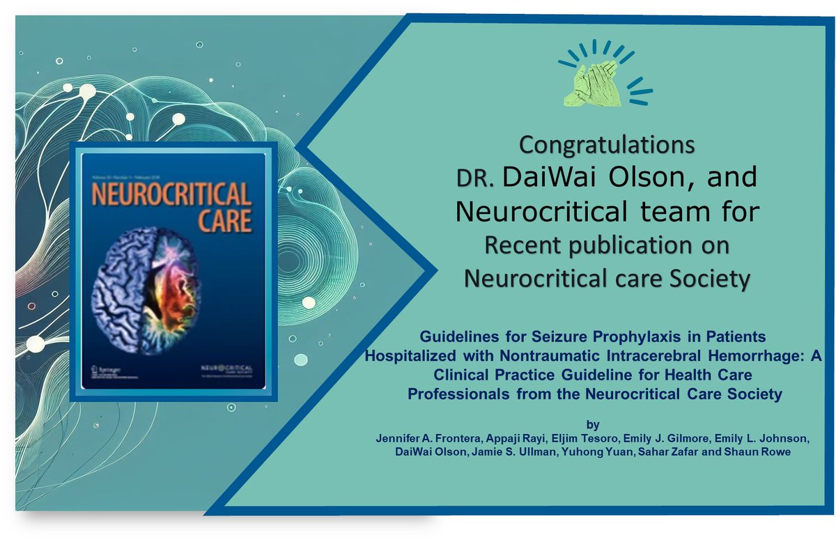 #DaiWaiOlson #UTSWNeurology #neuronurses #neuroscience #neurotwitter #MedTwitterGreat,
Congratulations DR. DaiWai Olson, and Neurocritical team for Recent publication on Neurocritical care Society link.springer.com/article/10.100…