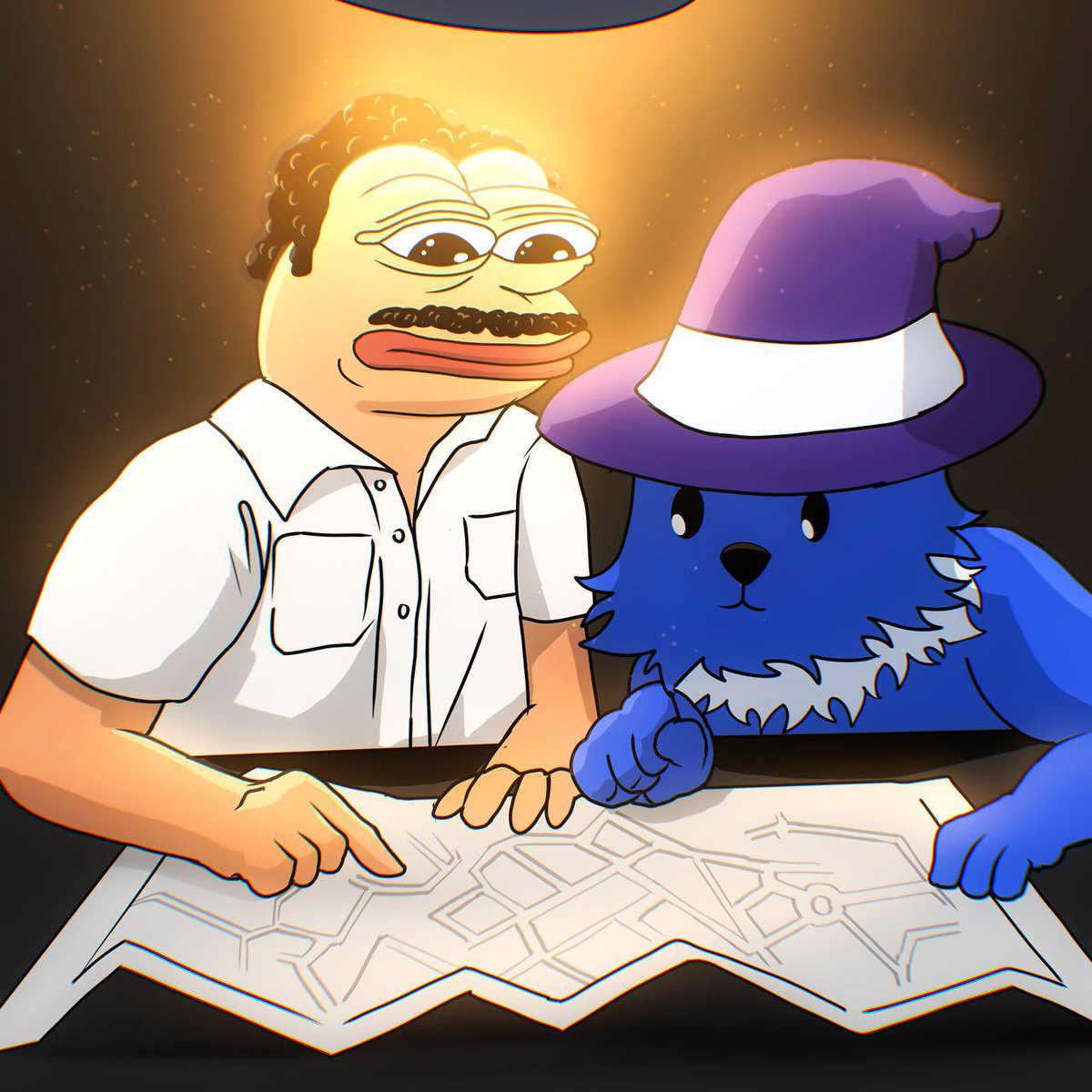 Chapter 10: Peplo Escobar, the Bold Strategist 🎩🕵️

In the shadows of an old library, Warpie found Peplo Escobar, a figure with a sharp hat and sharper wit. Peplo was mapping out elaborate plans on a parchment.

— “Peplo, your boldness and strategy are just what we need,” Warpie