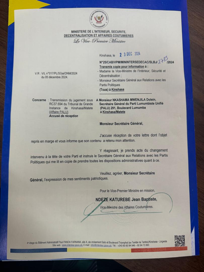 Ndeko TAMPAKA PUATI G-D (@gtampaka11384) on Twitter photo #RDC: Après la destitution de l'ex SGCP Makiashi, Me <a href="/Didiermazenga/">Didier Mazenga</a> a été élu SGCP par le Congrès organisé le 31/01, puis confirmé par le Jugement rendu par le TGI/Matete. Ce jugement autorise le Ministère de l'Intérieur à prendre acte de ce changement à la tête de ce grand parti #RDC: Après la destitution de l'ex SGCP Makiashi, Me <a href="/Didiermazenga/">Didier Mazenga</a> a été élu SGCP par le Congrès organisé le 31/01, puis confirmé par le Jugement rendu par le TGI/Matete. Ce jugement autorise le Ministère de l'Intérieur à prendre acte de ce changement à la tête de ce grand parti