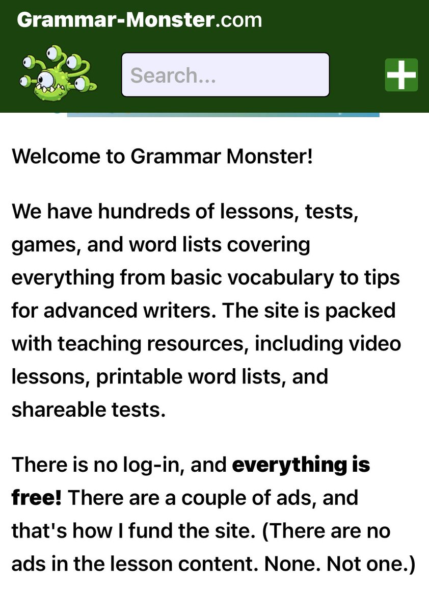 📍وحش القواعد 👹 , سيعلمك  مئات الدروس ، الاختبارات ، التدريبات ، والعديد من الخدمات التعليمية المتنوعة والتي تناسب جميع مستويات متعلمي #اللغة_الإنجليزية 📚 

🔴 سلّم نفسك للوحش وماراح تندم 😊👇🏻
grammar-monster.com

#Rانجليزيات