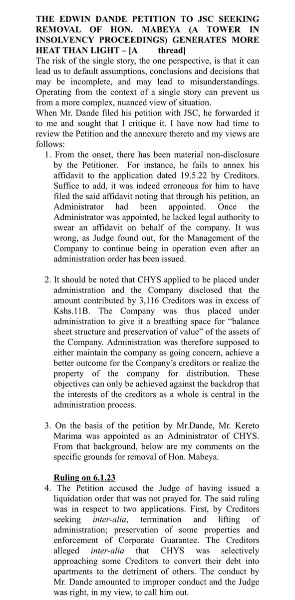 CaxstonePKigata's tweet photo. THE EDWIN DANDE PETITION TO JSC SEEKING REMOVAL OF HON.MABEYA GENERATES MORE HEAT THAN LIGHT 

When Mr.Dande @ehdande filed his petition with JSC @jsckenya,he forwarded it to me n sought that I critique it.After reviewing the Petition and the annexures thereto,below are my views: https://t.co/MYiHL6NwMa