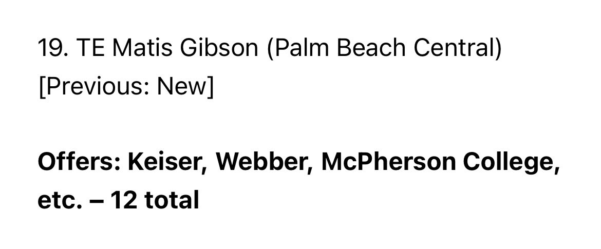 #1 ranked TE in Palm Beach County, #19 Overall player in 2025. MY FILM DOESN’T LIE. <a href="/najitobias/">Naji Tobias</a> <a href="/CoachT_22/">Kevin Thompson</a> <a href="/coachjeff26/">Coach Celestin</a> <a href="/EraPrep/">New Era Prep</a> <a href="/ESPNTop63/">ESPN Top 63</a> <a href="/SunSentinel/">South Florida Sun Sentinel</a> <a href="/PBCbroncosFBALL/">PBC Football</a> <a href="/FutureDraftStyl/">FutureDraftStyle</a> <a href="/larryblustein/">Blustein Recruiting</a> <a href="/PrepRedzoneFL/">Prep Redzone Florida</a>