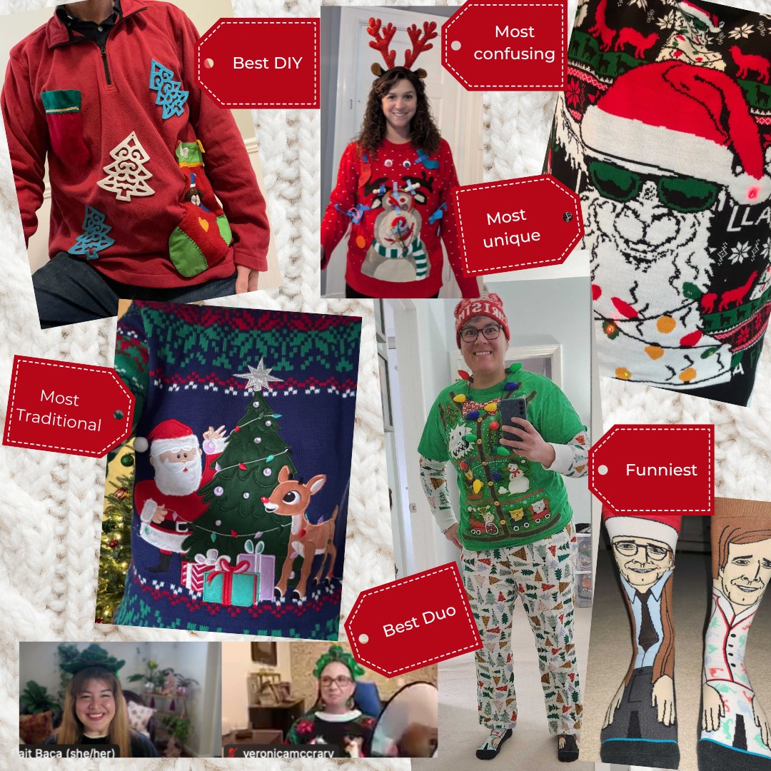 KarmaCheck’s Holiday Sweater Contest Winners 🦌❄️🥇The team brought their creativity and holiday spirit to life with incredible sweaters and themed looks. From DIY designs to funniest concepts, their outfits made for a festive celebration of team camaraderie and winter fun! 🎉