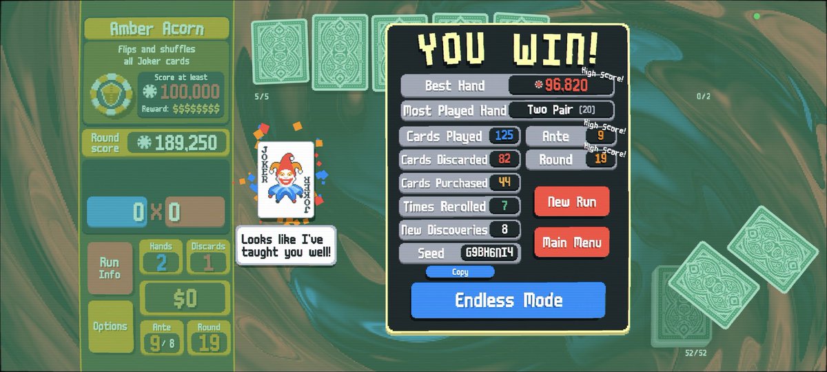 //Just as I made that tweet I beat it with a stupid ass build for two pairs-