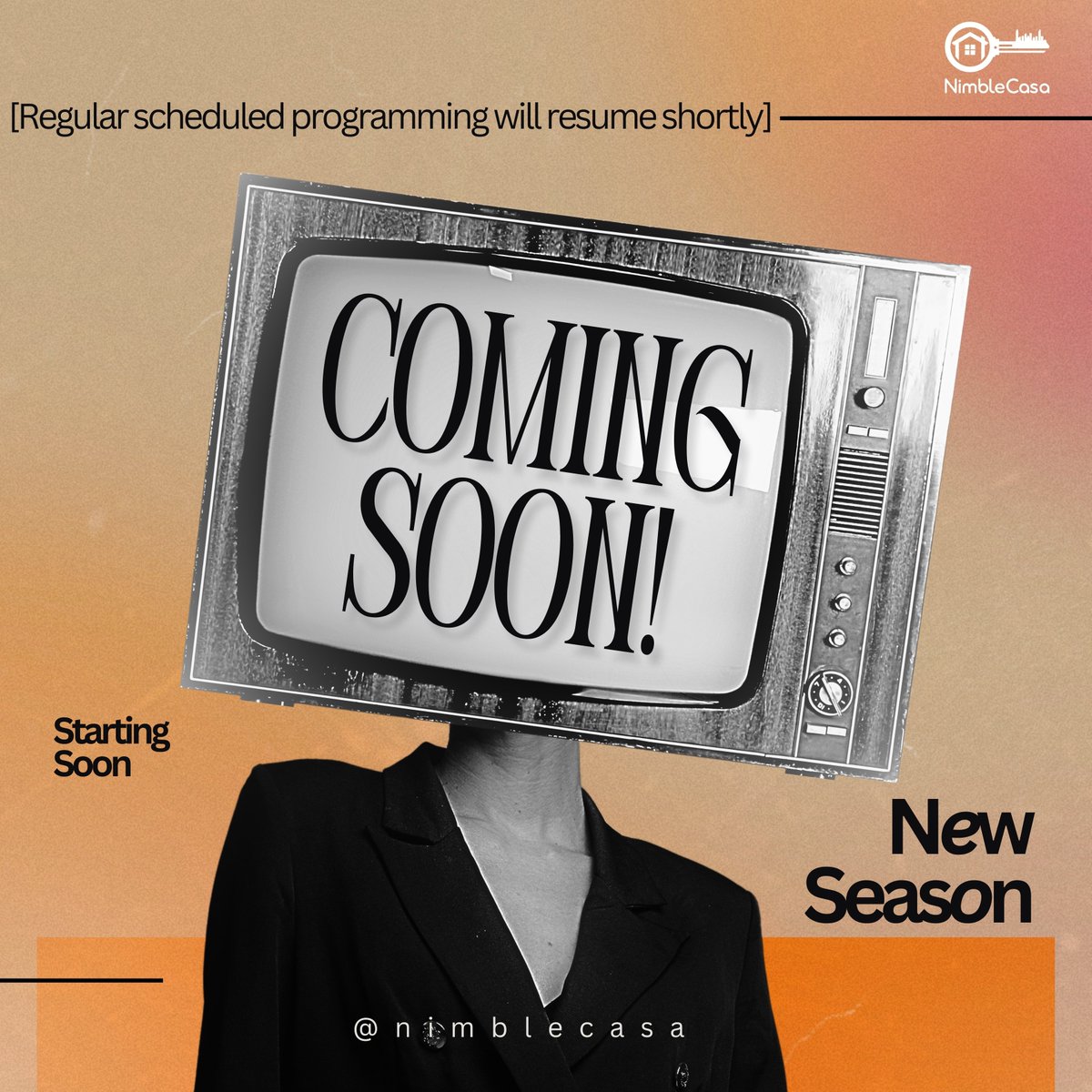 NimbleCasa's tweet photo. Something new is on the horizon...
👀 A brand-new season is brewing, and we are making a comeback! 🚀🔥
Get ready for the vibe shift—regular programming resumes SOON.

Can you guess what’s coming? 👇✨

#NewSeasonLoading https://t.co/ACRq3QwfXu