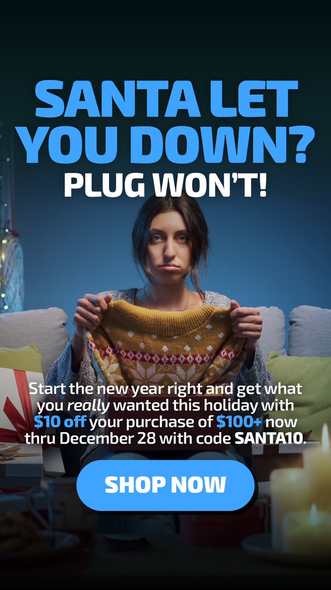 plugbettertech's tweet image. Did Santa miss the memo? Plug’s got you covered! 🎁 Treat yourself to $10 off your $100+ purchase before 12/28 with SANTA10. Give yourself the gift Santa forgot! 🛍️ #TechSale #DiscountedTech #CheapTechGifts #PlugTech