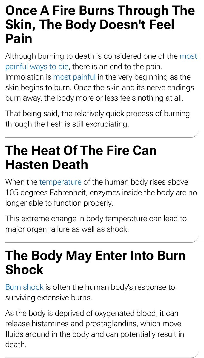 PENNY L.A. SHEPARD (@shepardout) on Twitter photo <a href="/merissahansen17/">Merissa Hansen</a> I did initially until I looked up death by fire. She could not scream.
She went into shock and suffocation. <a href="/merissahansen17/">Merissa Hansen</a> I did initially until I looked up death by fire. She could not scream.
She went into shock and suffocation.