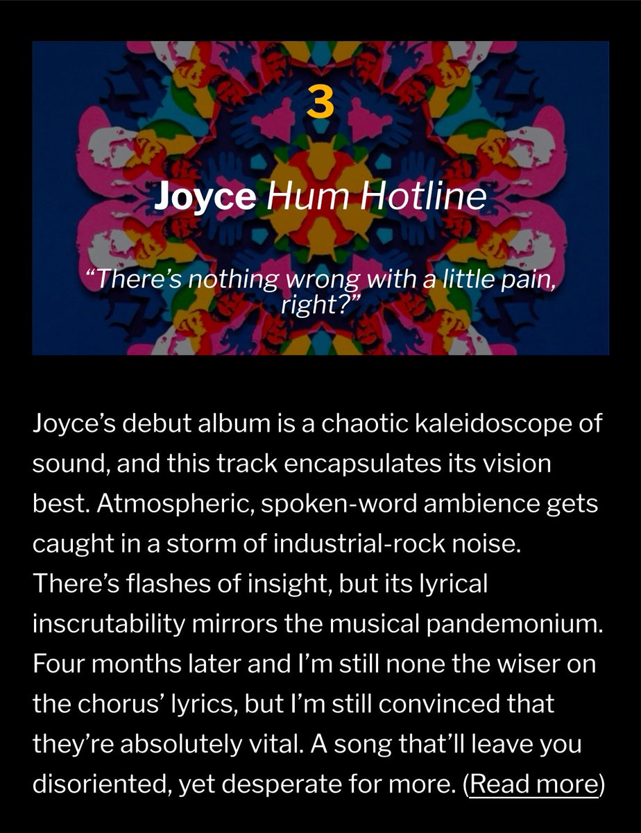 Counting down No Frills Reviews top 24 songs of 24.

See all the picks at - shorturl.at/9lnVT

No.3: <a href="/joycemakesmusic/">Joyce</a> - Hum Hotline