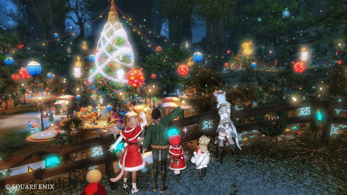 Kazukichiwawa's tweet photo. お菓子会のみんなでクリスマスマーケットに🎄🎅
時間も忘れていっぱいおしゃべりして楽しかった(◍ ´꒳` ◍)*•.
みんな、ありがとー！
いつも一緒じゃなくても、みんな元気でいてくれて、こうして会えるのがとても嬉しい😊
 #FF14  #壁際でお菓子会 https://t.co/5NNuVPDb4h