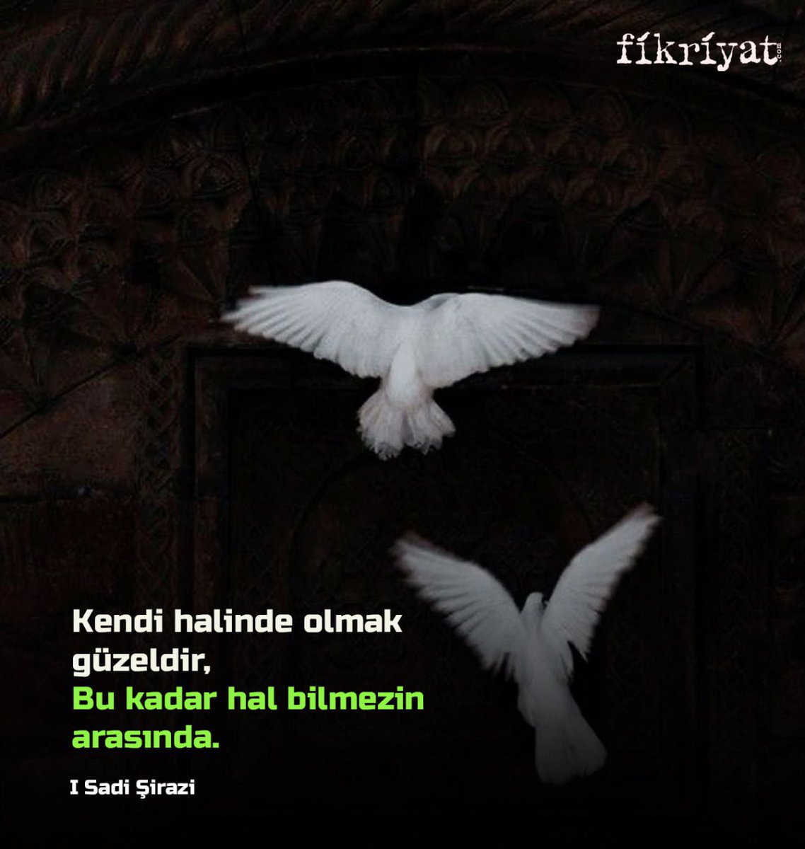 Kendi halinde olmak güzeldir. 
Bu kadar hal bilmezin arasında.

 Sadi Şirazi