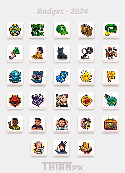 Hey! Thian here 🐰

Me gustaría mostrarles el cúmulo de placas que he creado este año (y algunas que no se subieron). Para mí ha sido un gran honor haber creado cada una de ellas y ver que a muchos de ustedes les gustan.

Espero volver en el 2025 con más placas para uds ❤
#Habbo