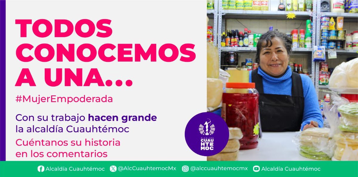 AlcCuauhtemocMx's tweet image. El cambio comienza con mujeres valientes y extraordinarias.💪 ¿Conoces a una #MujerEmpoderada?
Menciónala  y cuéntanos cómo hace del mundo un lugar mejor.