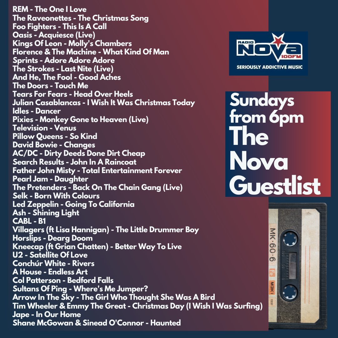 Kieran (@321kieran) on Twitter photo 🎄C'mere, Happy Christmas!🎄
🚨All the great songs on the #NovaGuestlist, including chats with <a href="/HanrattyDave/">Dave Hanratty</a>, an Alternative Christmas song special, & some Irish songs of the year!💚
📻Listen back Now on nova.ie/radio-schedule… or 6pm Sundays on @RadioNova100! #IrishMusicParty 🎄C'mere, Happy Christmas!🎄
🚨All the great songs on the #NovaGuestlist, including chats with <a href="/HanrattyDave/">Dave Hanratty</a>, an Alternative Christmas song special, & some Irish songs of the year!💚
📻Listen back Now on nova.ie/radio-schedule… or 6pm Sundays on @RadioNova100! #IrishMusicParty