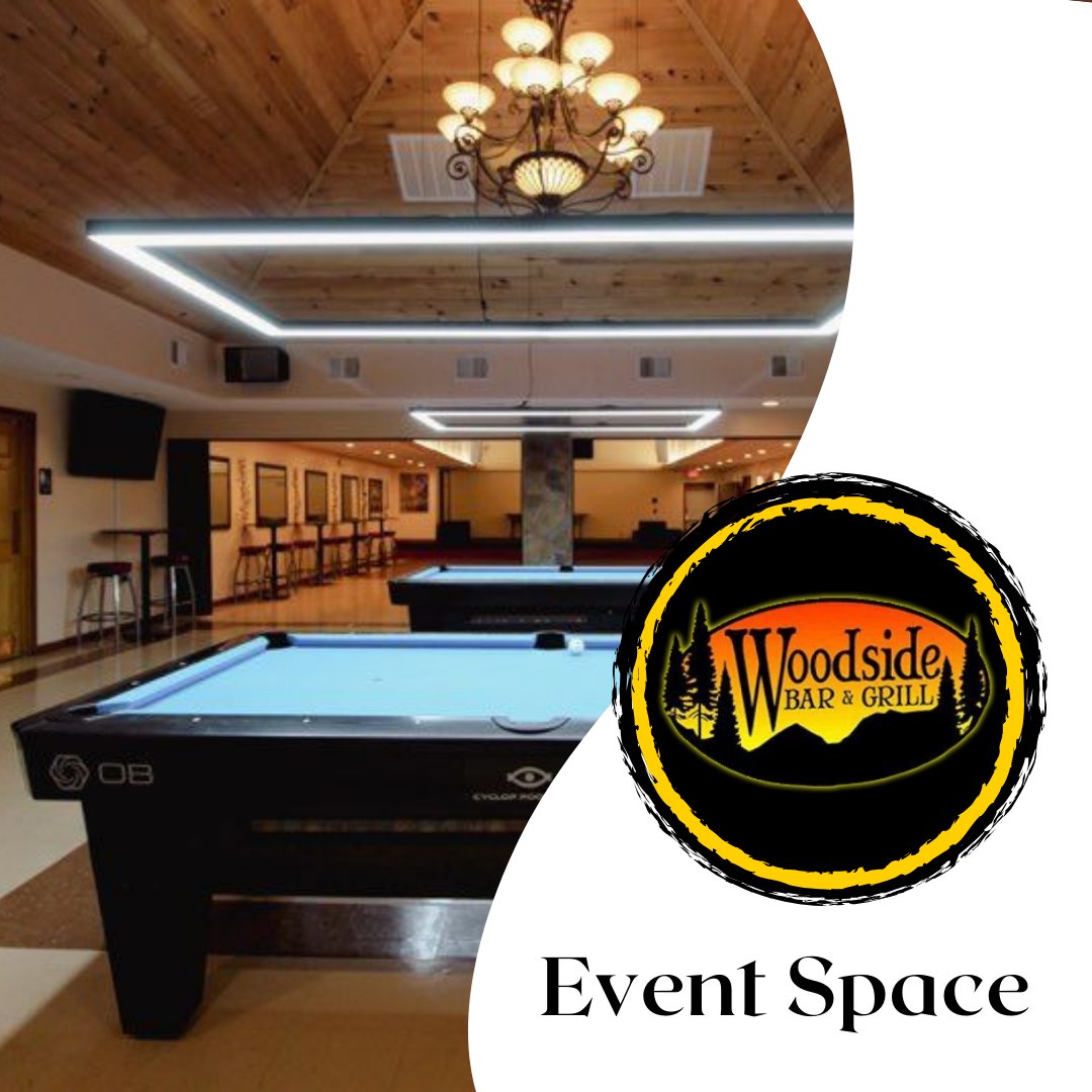 WoodsideBnG's tweet image. Celebrate in style! ✨ Our back room is available for your next event, offering a cozy atmosphere and delicious food for your guests! 🎊 #WoodsideBarAndGrill #EventBooking #CelebrateWithUs