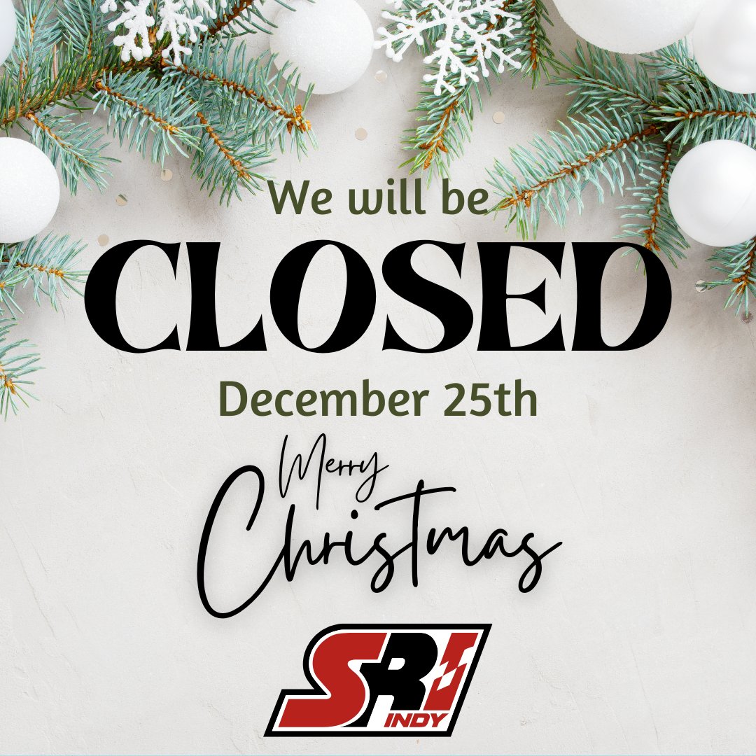 🎄 Christmas Hours! 🎄

SRI Indy will be closed for Christmas and will reopen on December 26th. We appreciate your support and wish you a wonderful holiday season! 🎅🏼✨

#ClosedForChristmas #HolidayHours #MerryChristmas #HappyHolidays