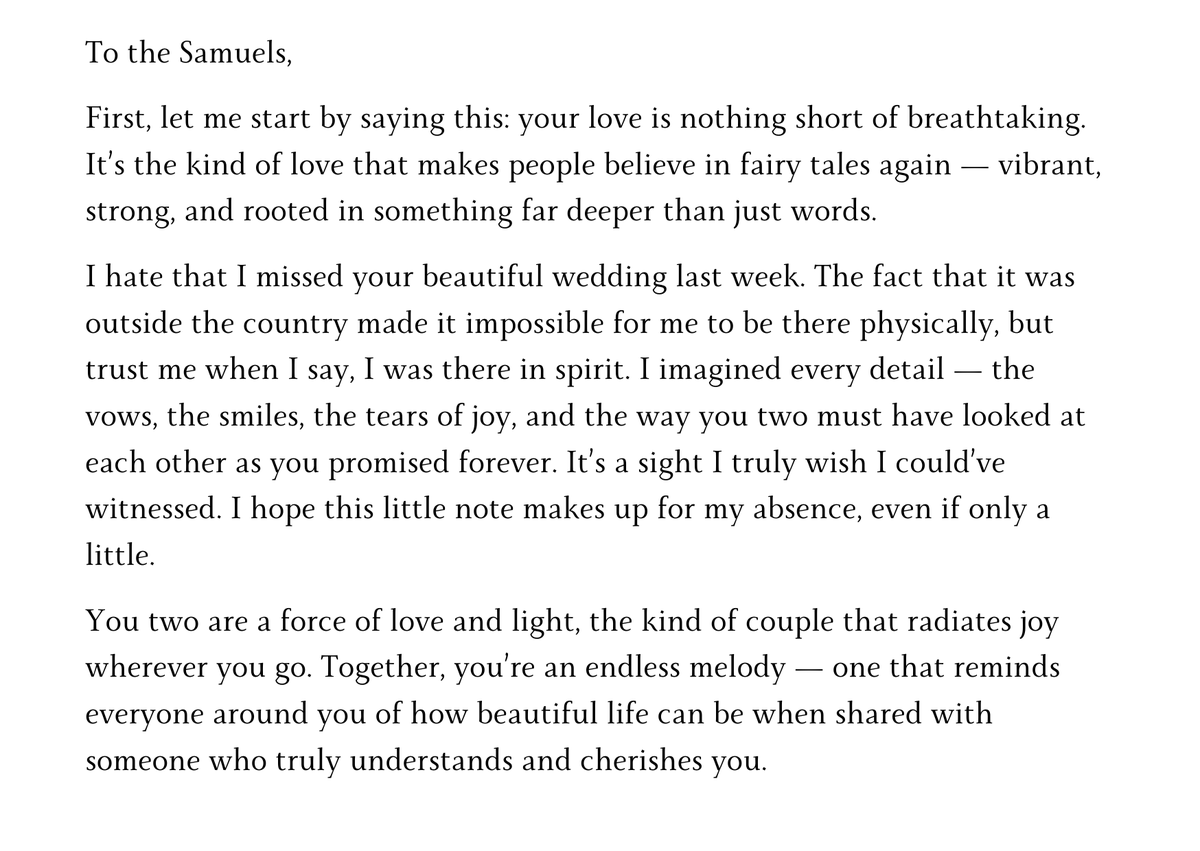 latoria_ria's tweet photo. Here’s to forever, Dera and Dara. To building a life so rich in love that even time stops to admire it.
#Day23 #31DaysChallenge #HeartfeltMessages #NewBeginnings #WritingChallenge2024 #DecemberVibes #LaunchJourney #CardsForAllOccasions
#Latoria https://t.co/JA6Di5tctp