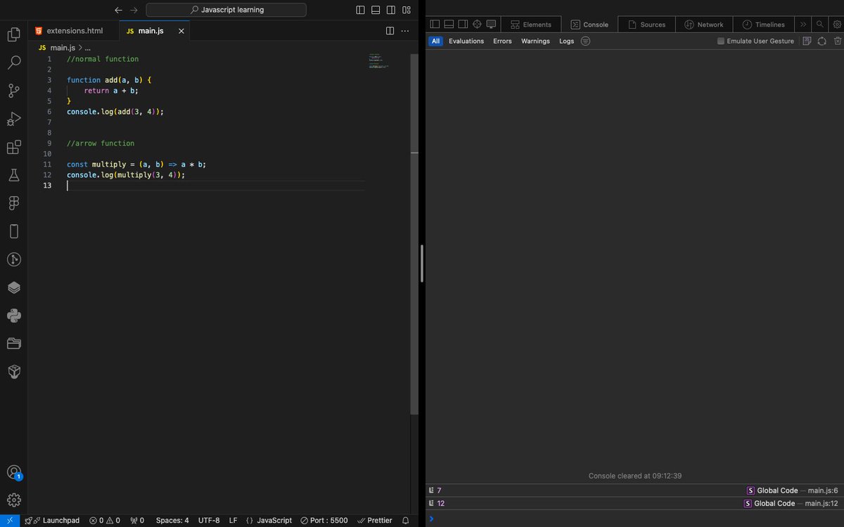 Chimereze_ee's tweet image. Day48/100 #100DaysofCode
Today, I learnt about arrow functions
Introduced in ES6, an arrow function expression is a more concise way to write a function.
The arrow expression is mainly used for short, anonymous functions which are written in compact form.