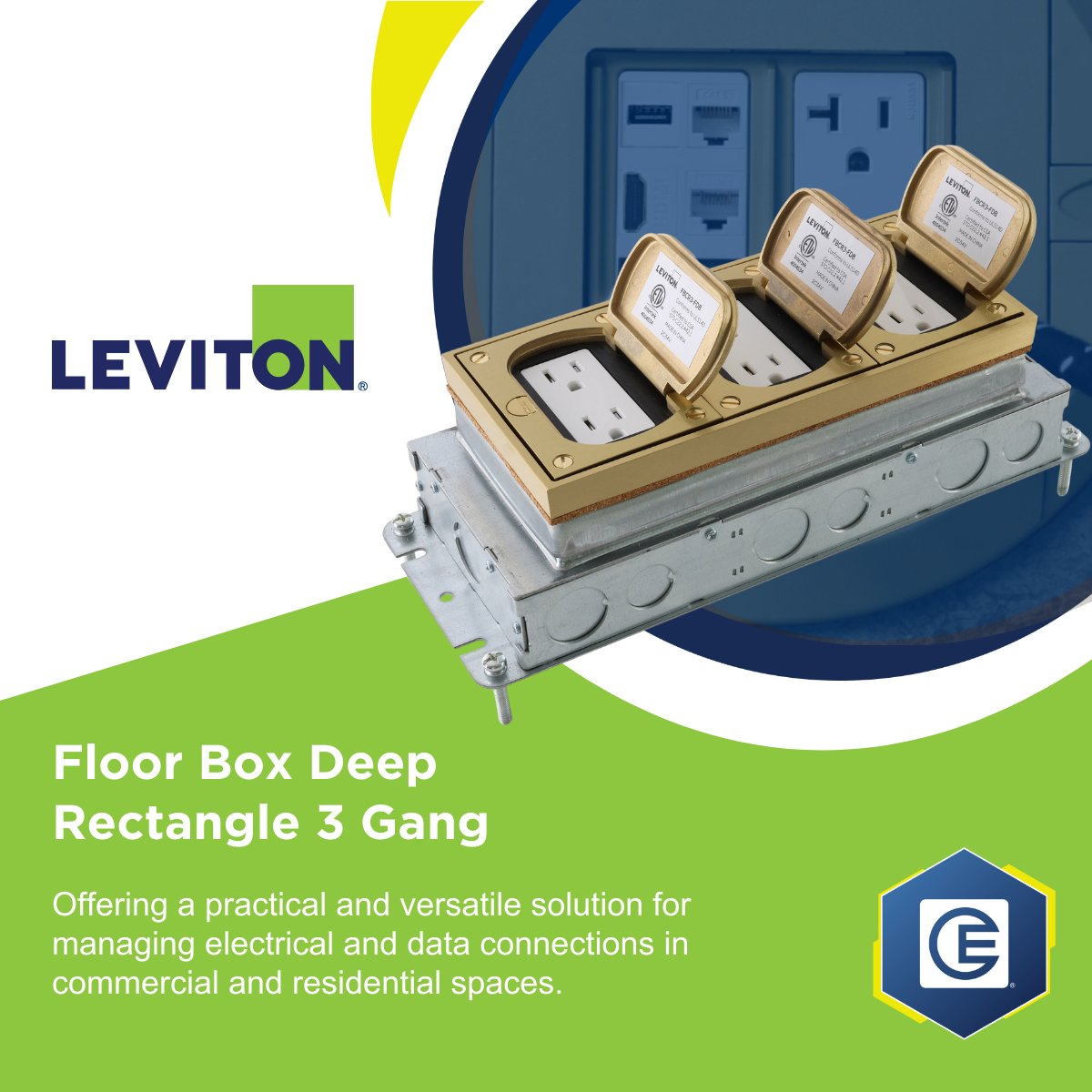 CrescentElectrc's tweet image. The Floor Box Deep Rectangle 3 Gang by Leviton is the perfect solution for managing your electrical and data connections with ease and reliability. 

Designed to handle larger cables and provide ample wiring space integrate seamlessly into your flooring. ow.ly/tjBs50UvjWA