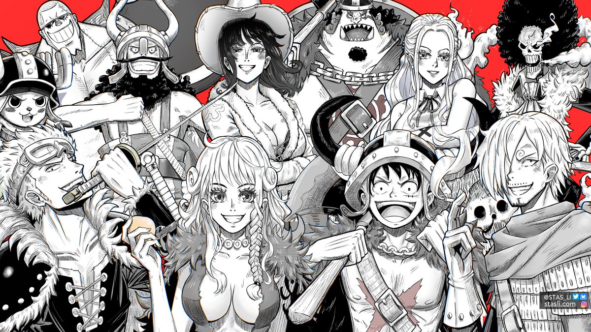 Straw Hats : Chopper, Zoro, Franky, Usopp, Nami, Robin, Jinbe, Luffy, Vivi, Sanji and Brook