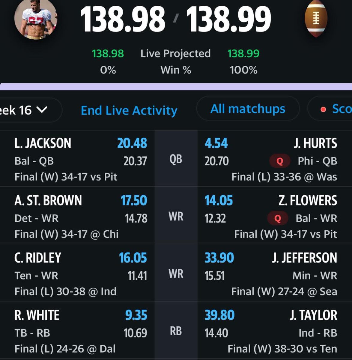 _TheTech_'s tweet image. Rachaad White fumble to lose by 0.01… 

You can’t make this up. 

#FantasyFootball